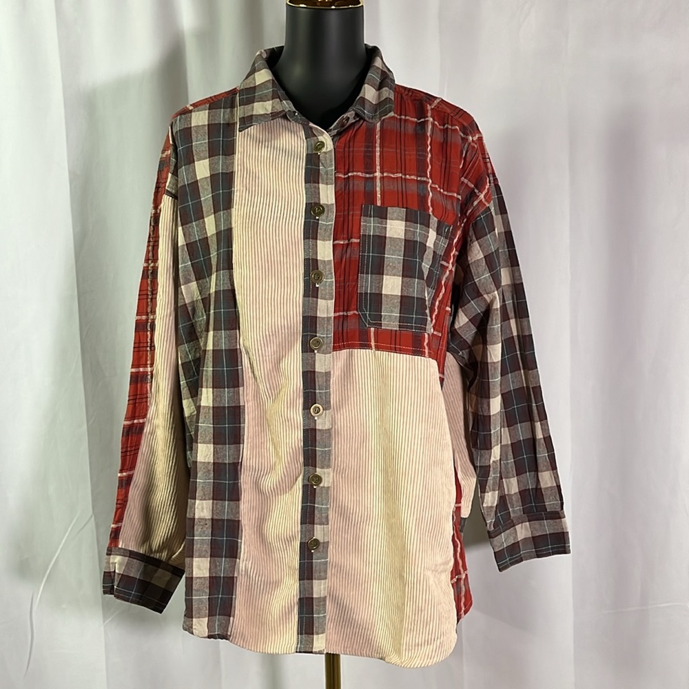 Ee:Some Multicolor Patchwork Plaid & Corduroy Mix… - image 1